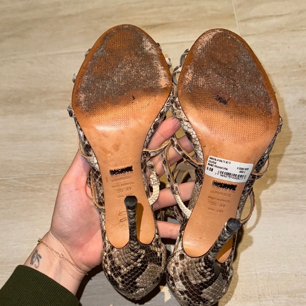 SCHUTZ Snakeskin Strappy High Heels - Picture 4 of 4